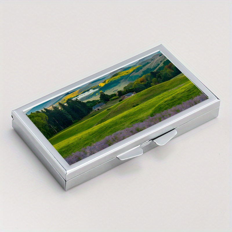 Grassland Pattern Rectangular Medicine Box with 7 Compartments