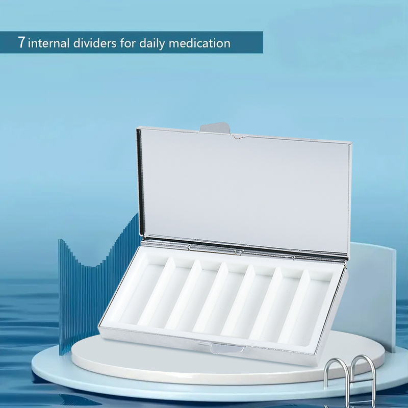Grassland Pattern Rectangular Medicine Box with 7 Compartments