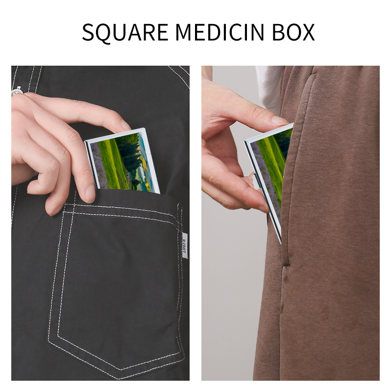 Grassland Pattern Rectangular Medicine Box with 7 Compartments