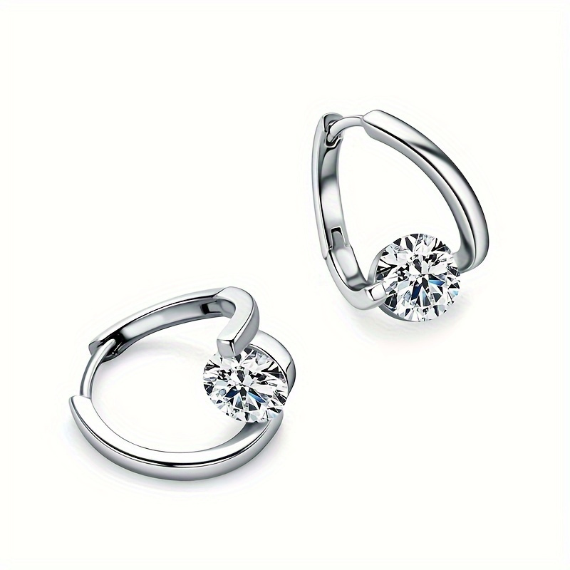 

Hypoallergenic Sterling Silver Stud Earrings With Moissanite Inlay - Perfect Gift For Women With Gift Box Included