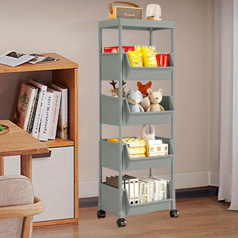 

4-tier Rolling Storage Cart - Large Capacity, Multi-function Organizer With Smooth Wheels For Kitchen, Living Room, Office, Bathroom - Durable & Versatile