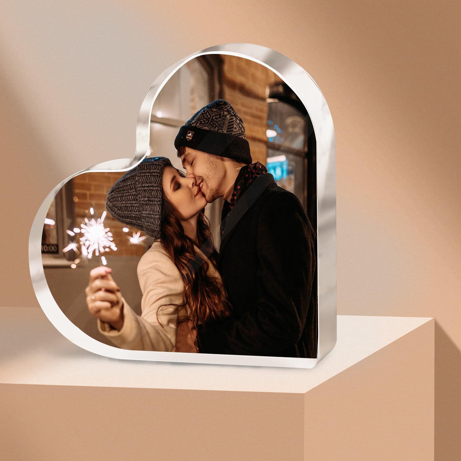 

Custom Heart-shaped Acrylic Photo Plaque - Personalized Decor With Your Picture For Couples, Friends, Birthday & Anniversary Gifts