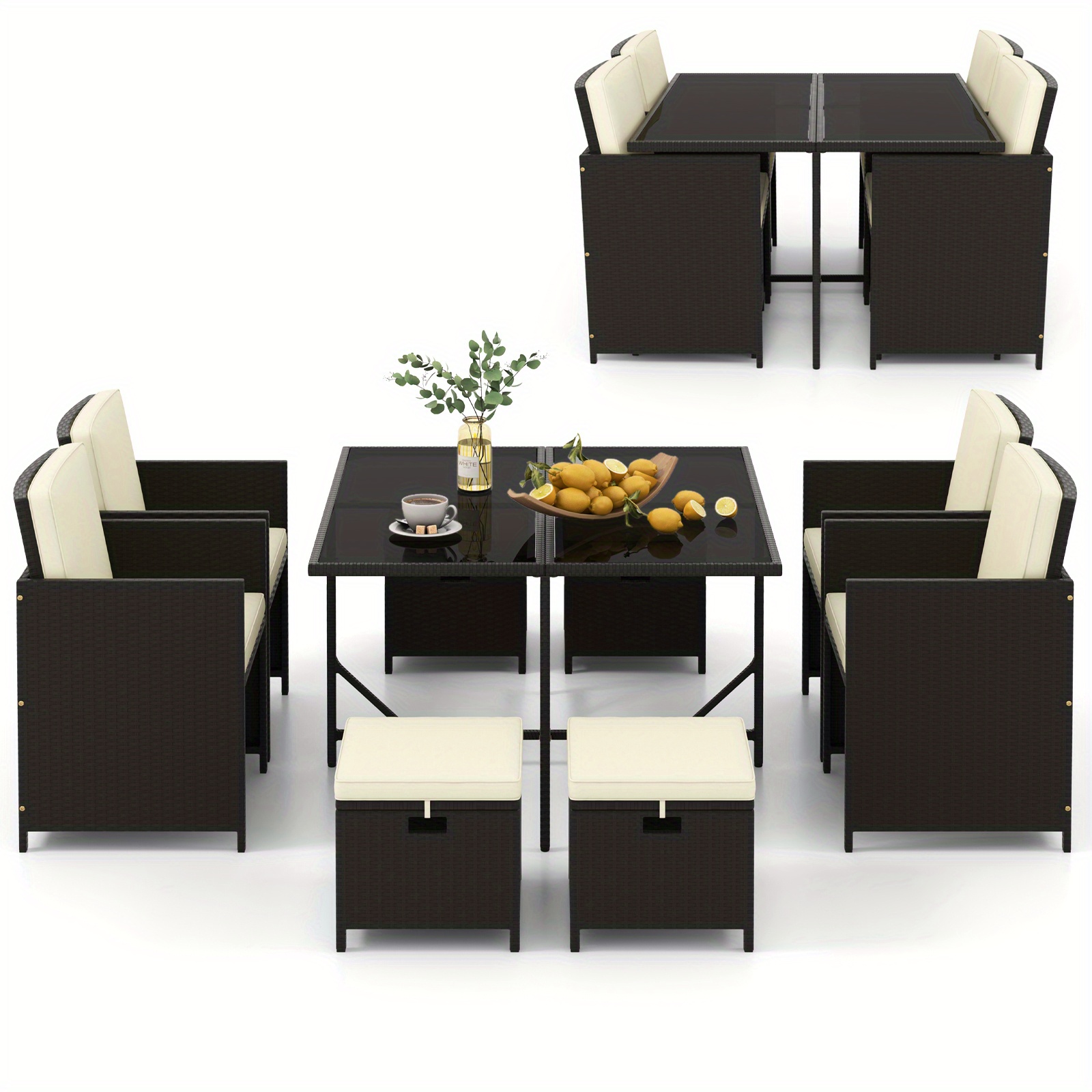 

Lifezeal 9 Pcs Outdoor Dining Furniture Set Patio Conversation Set W/ Cushioned Seat