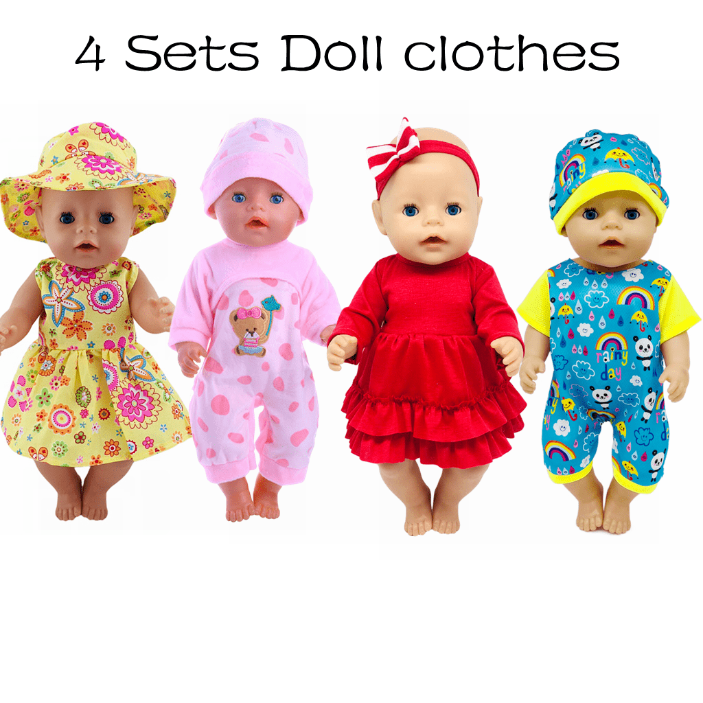 

Doll Clothing Set For 15- , 4- Outfit Bundle , Hat, , Jumpsuits & Coordinating Headbands - For Kids 3-6, Toy Accessories