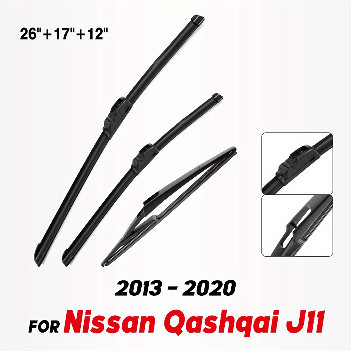 

Universal Fit & Rear Set For Qashqai J11 2013-2020 - Windshield Brushes Kit, 26/17/12 , Fit