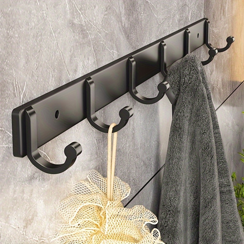 

Modern Black Aluminum Wall-mounted Hook - Rust-proof Towel & Coat Hanger For Bathroom, Door, And Clothes Storage