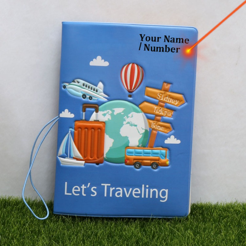 TEMU [Personalizzato] Custodia per passaporto personalizzata "Viaggio intorno " con , porta passaporto multifunzionale, portadocumenti di viaggio per