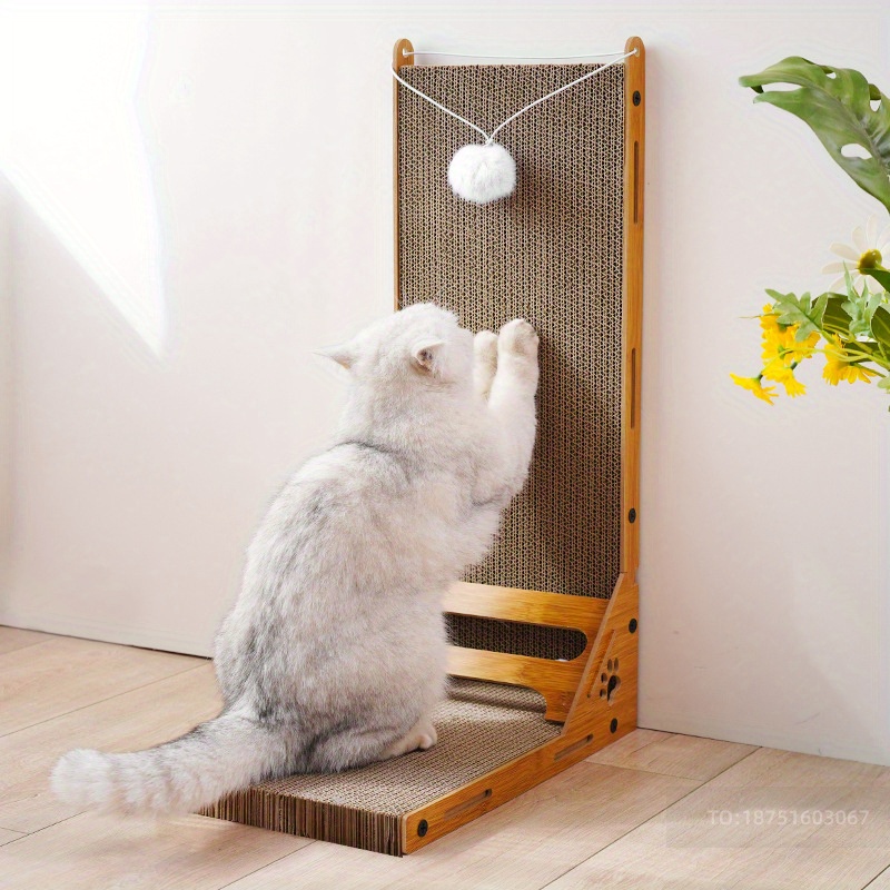 

L-shaped Vertical Cat Scratching Board With Toy - Corrugated Cardboard, Multi-level Platforms For Claw Care And Play, Ideal For Indoor Cats, Cat Toy