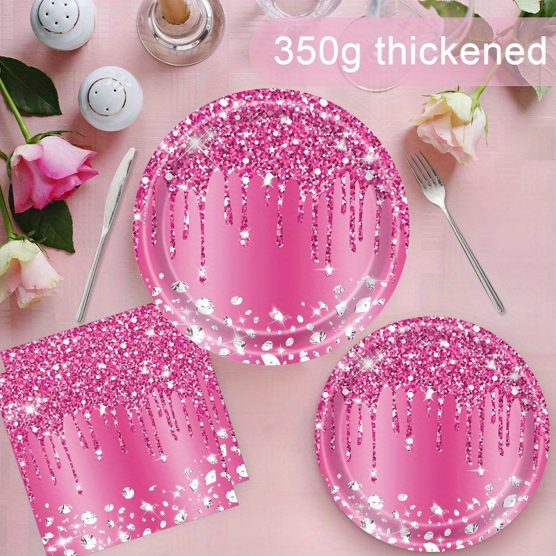 

72-piece Glitter Party Set - Disposable Tableware For Birthdays, Weddings & More - Perfect For Dinner & Dessert Decorations