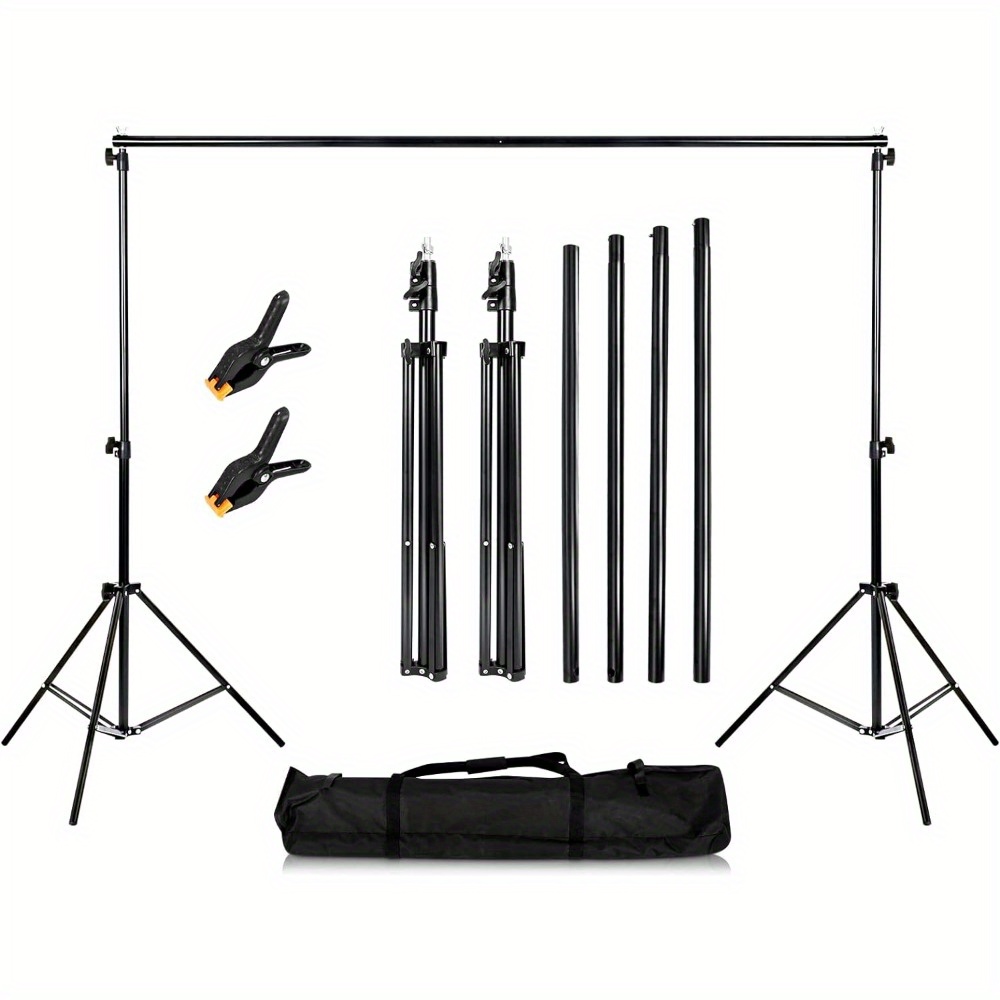 E-shop 2x 2m Verstellbares Fotografie Hintergrundsystem mit Höhenverstellbaren Beinen & Robustem Eisenrahmen - Hochbelastbarer Foto Studio
