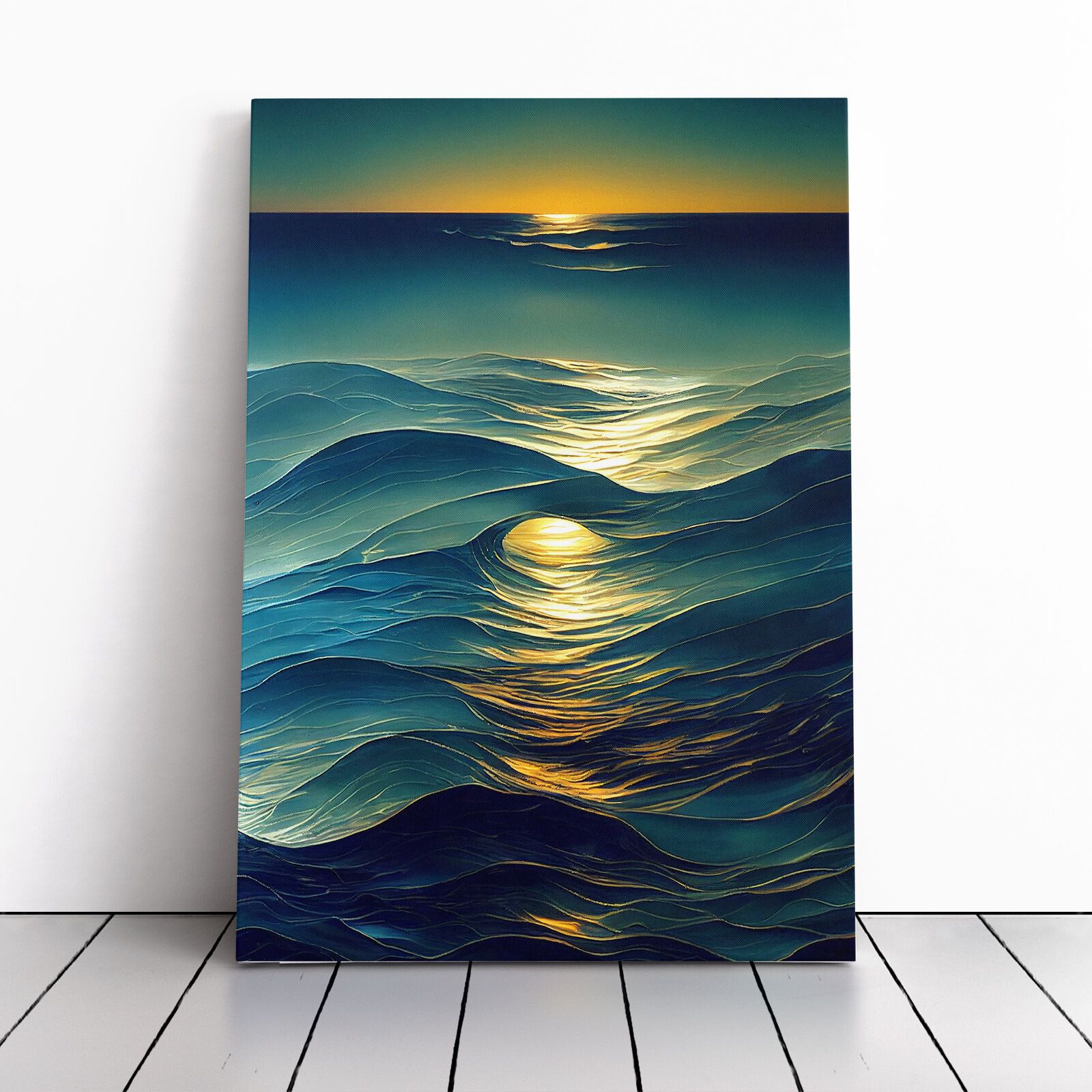 

Seascape Glass Canvas Wall Art Print Framed Picture Decor Living Room Bedroom - Thickness 1.5 Inch