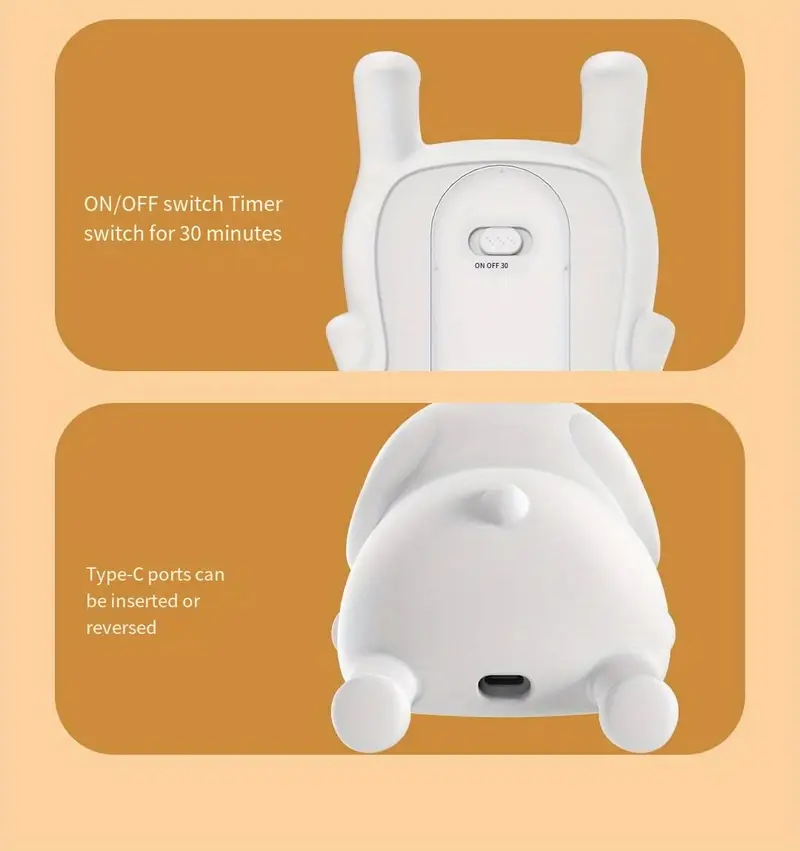 1pc usb rechargeable elephant shaped led night light silicone pat lamp for sleep portable induction bedside stand indoor use electronic components lithium battery usb charging 36v Product details 3