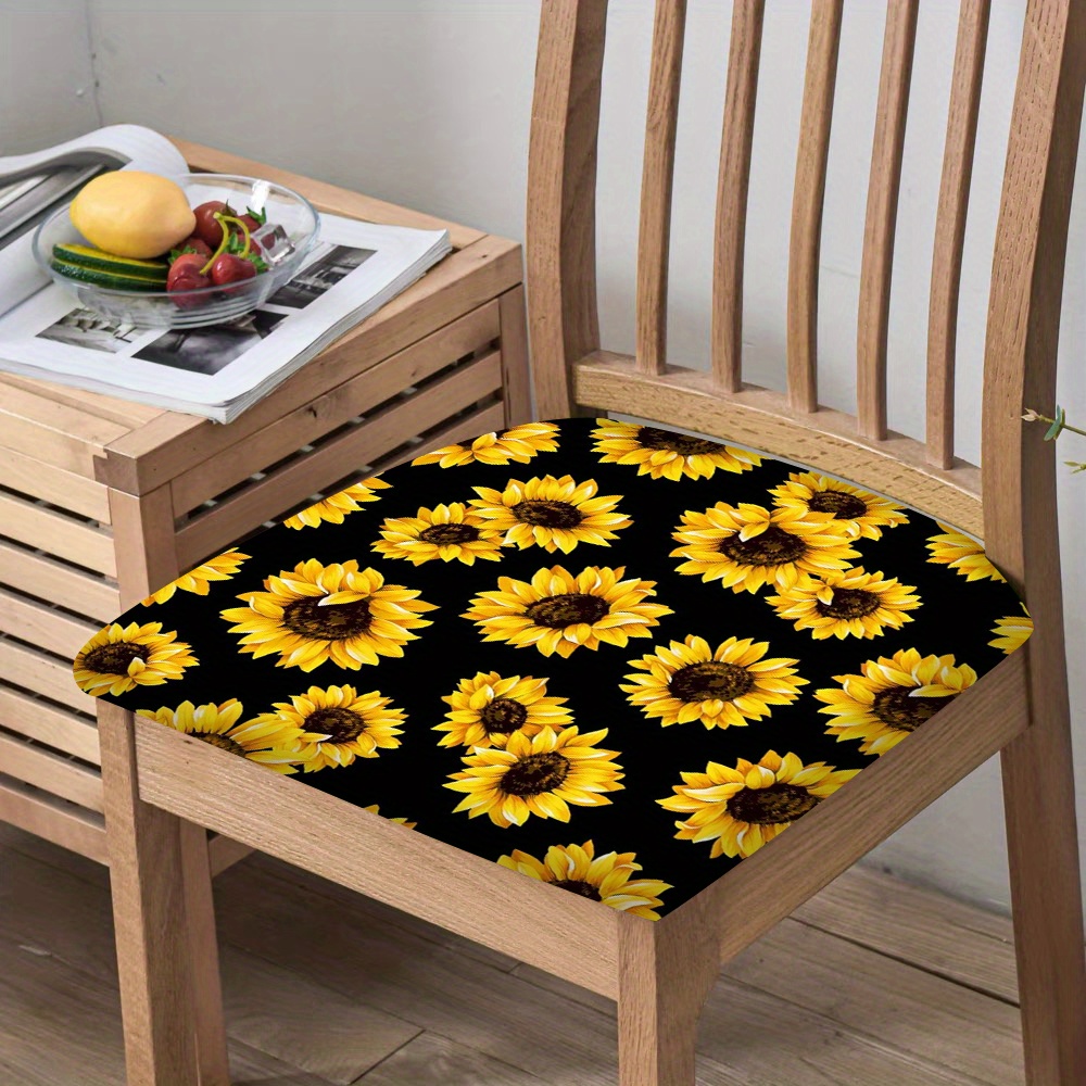 

Contemporary Sunflower Print Dining Chair Slipcovers 2/4/6pcs Set - Polyester Stretch Seat Covers, Easy Install Protective Chair Cushions For Home Office Banquet Decor, Machine Washable