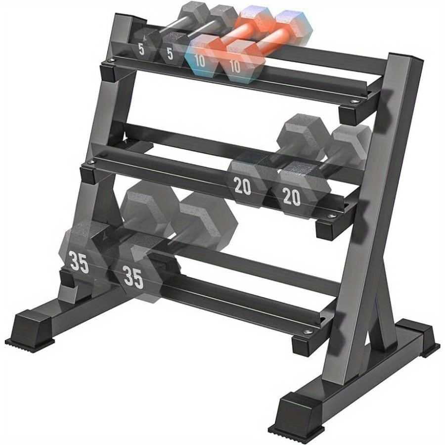 TEMU 1pc 3 Tiers Dumbbells Rack, Suitable For Dumbbells Weight Lfiting, Strength Training, Home Gym Fitness