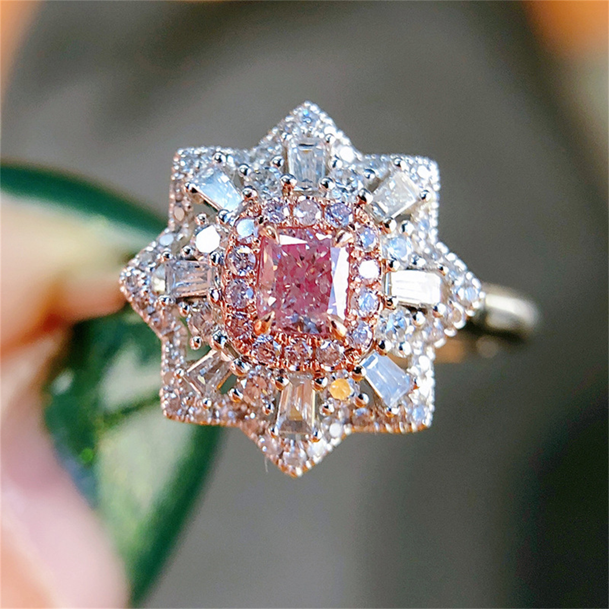 

1pc bague de à en Zirconia argenté or bague géométrique polygonale bague de de