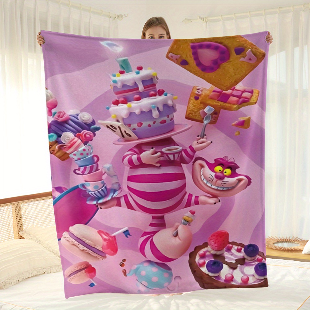 

Ume Cheshire Cat Flannel Fleece Blanket - Polyester, Cozy Plush Throw For Teens And Adults, Pink Whimsical Wonderland Themed Bedding 14+