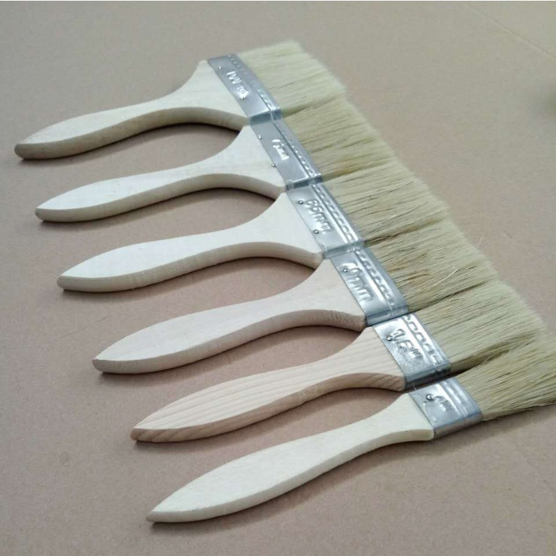

6-piece Paint Brush Set With Wooden Handles - Durable Bristle For Marine, Bbq & Home Use