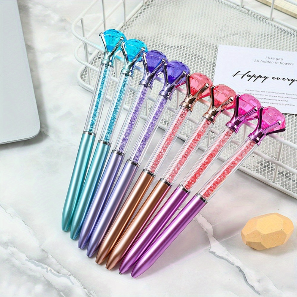 

16pcs Crystal Pens Ballpoint Pens Office Supplies Décor Gifts For Women Bridesmaid Coworkers Cool Fun Fancy Novelty School Desk Accessories (black)