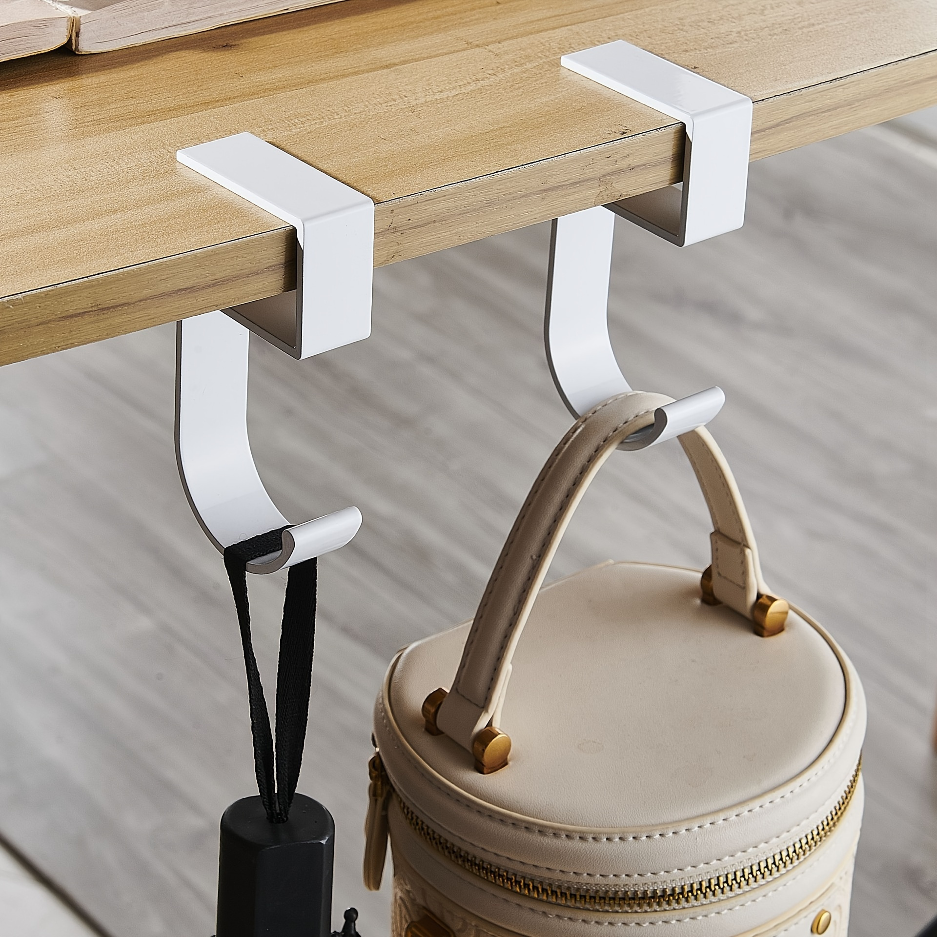 2pcs Desk Hook, Handbag Hook, Desk Portable Utility Hook, No Punching Home Desk Side Bag Hook, Office Home Desk Side Bag Hook, Utility Hooks