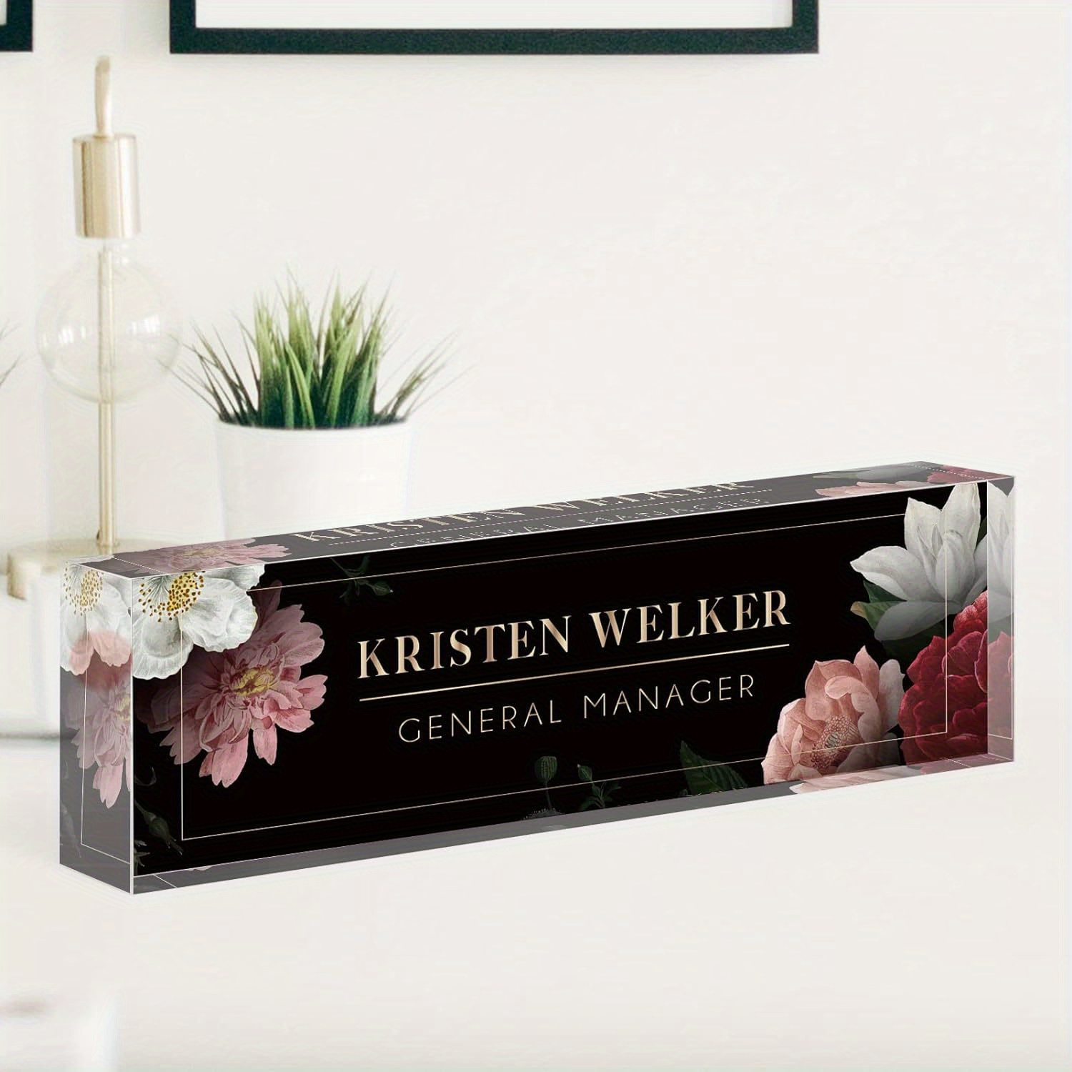 

Custom Acrylic Desk Name Plate - Personalized Office Decor, Unique Clear Glass Design, Ideal Gift For Coworkers, Bosses & Teachers