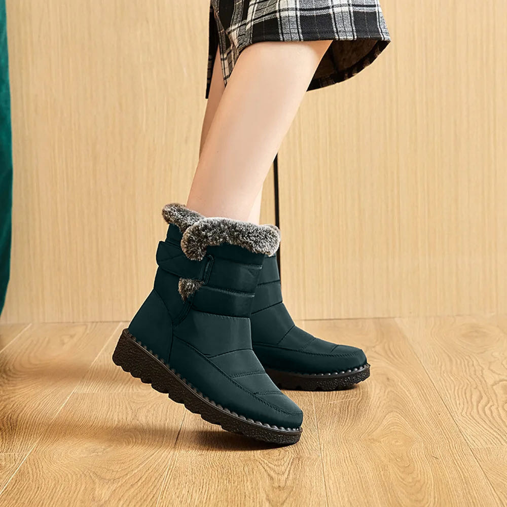 HOTRA Botas Planas De Gamuza Sintética Para Mujer, Por Encima De La Rodilla, Con Forro De Piel Esponjosa, Botas De Nieve Cálidas Para Invierno, Botas De Equitación Elásticas Con Punta Redonda