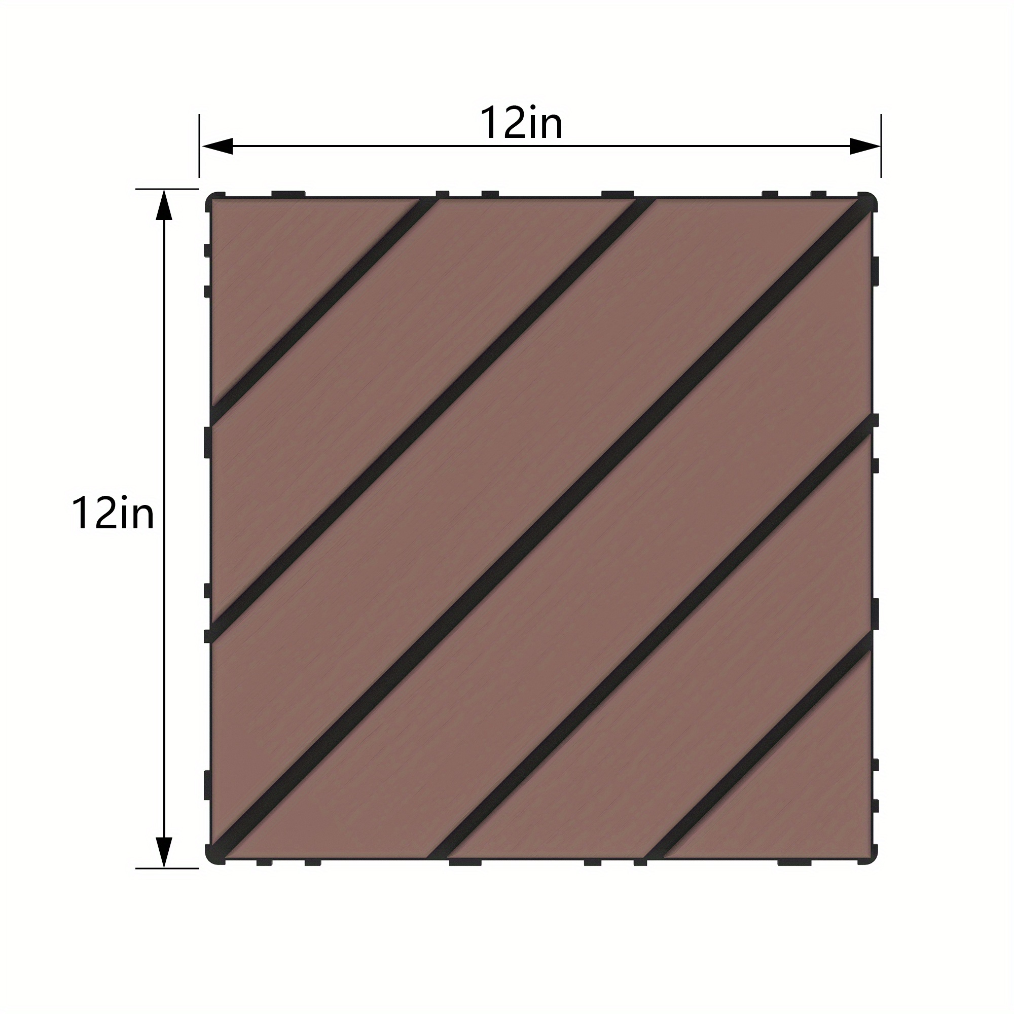 

Plastic Interlocking Deck Tiles, 44 Pack Patio Deck Tiles, 12"x12" Square Waterproof Outdoor All Weather Use, Patio Decking Tiles For Poolside Balcony Backyard, Brown/grey