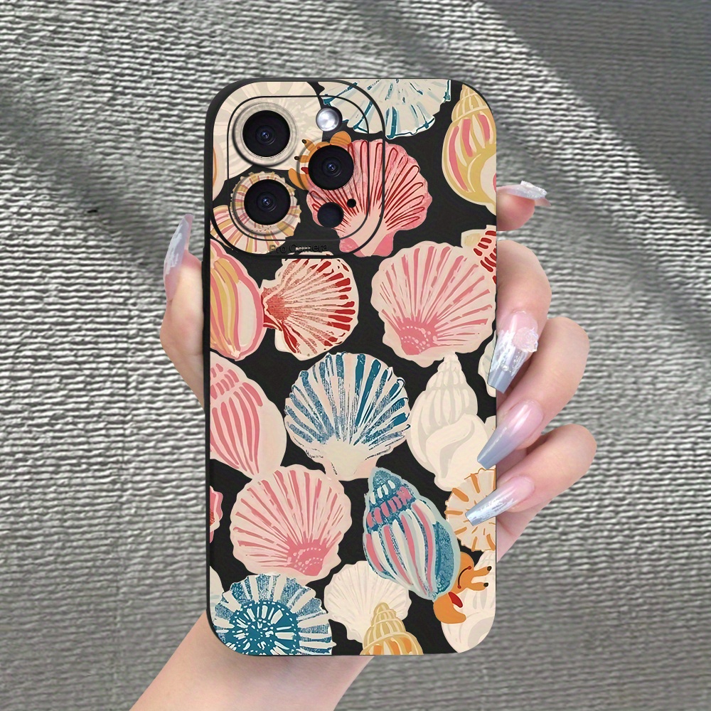 

Colorful Seashell Pattern Tpu Case For Iphone 11 12 13 14 15 Pro Max Xs Xr X 7 8 Plus Se, Matte Anti-fingerprint, Full Lens Protection Shockproof Cover, Ideal Gift For Parents And Friends