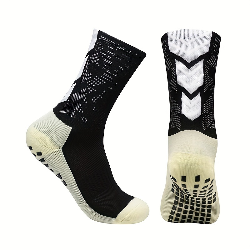 

3 Pairs Of Men's Non-slip Crew Socks, Anti Odor & Sweat Absorption, Comfy & Breathable, Elastic Sport Socks For Men's Outdoor Activities