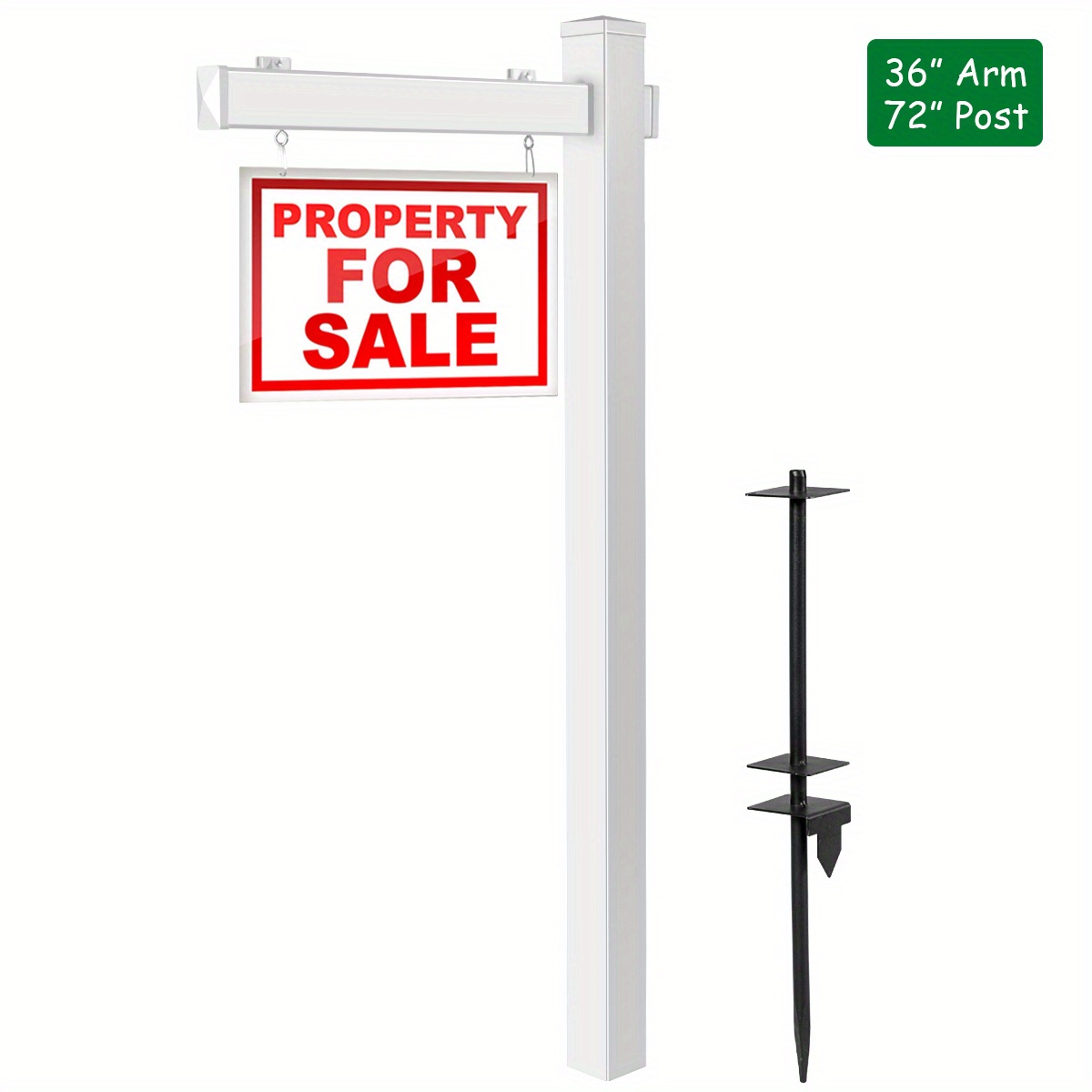 

6' Upvc Real Estate Sign Post Yard Home For Sale White W/stake
