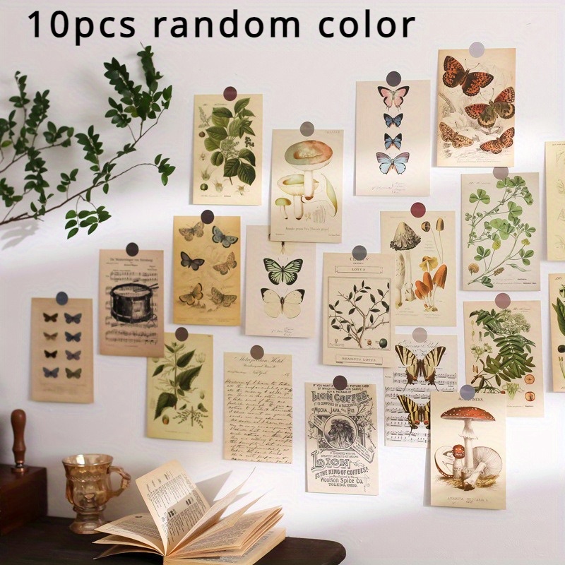 Image of 10pcs Random Color Series Decorative Cards Wall And Dormitory Postcards Wall Stickers Decorative Cards