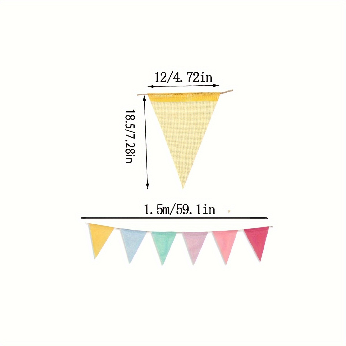 6pcs/set Multicolor Flags, Pastel Rainbow Decor, Fabric Triangle Flag, For Party Birthday Wedding Room Classroom Decoration