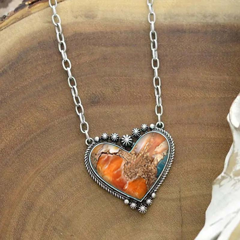 TEMU 1pc Exquisite Vintage Necklace Bohemian Necklace Heart Necklace Men's Women's Necklace Christmas Gift For Relatives And Gift For Women's Gift Anniversary Gift Jewelry Gift