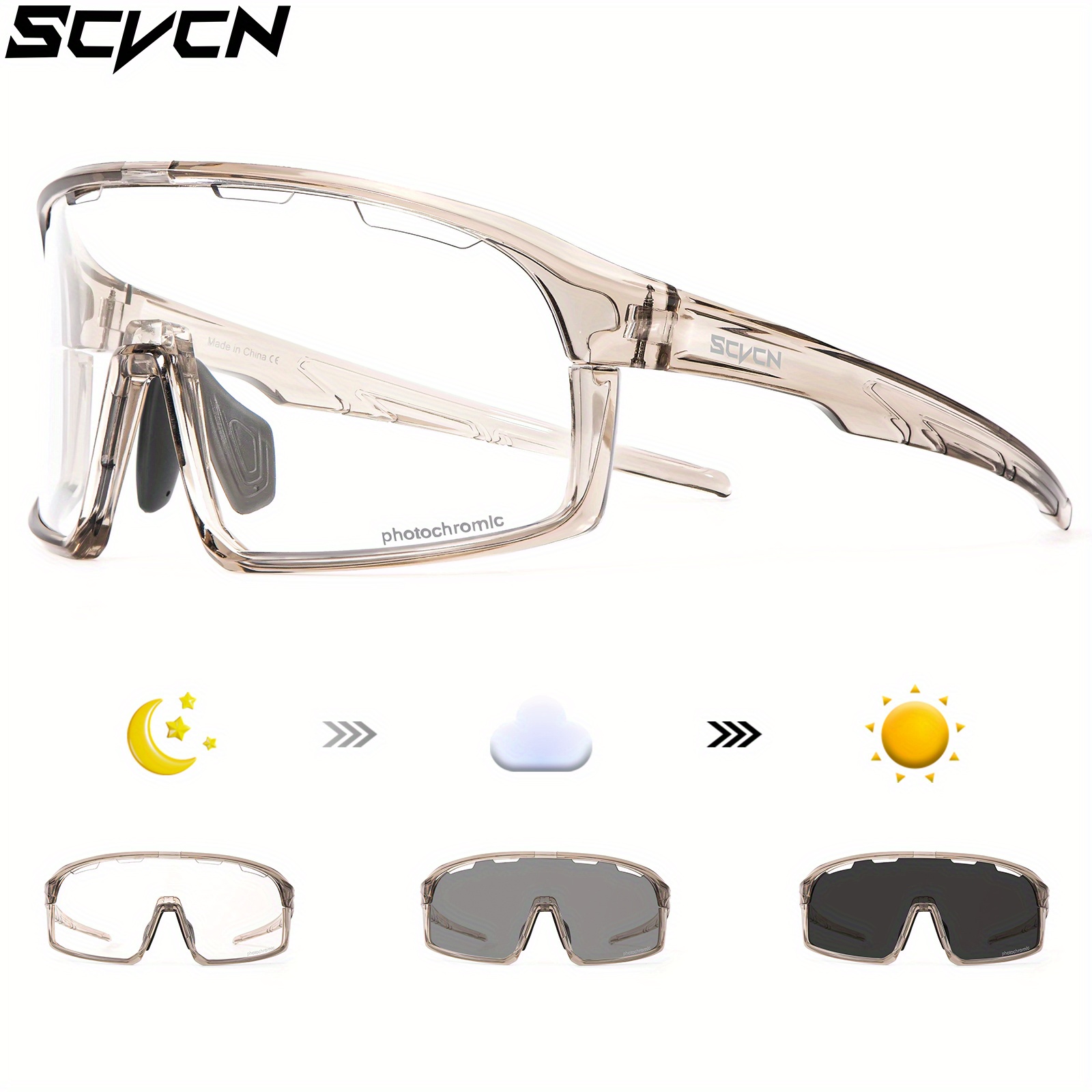 

Scvcn Photochromic Sports Fashion Glasses For Men & Women - Lightweight, Flexible Frame For Cycling, Golf, Fishing | Color-changing Lenses For Outdoor Activities