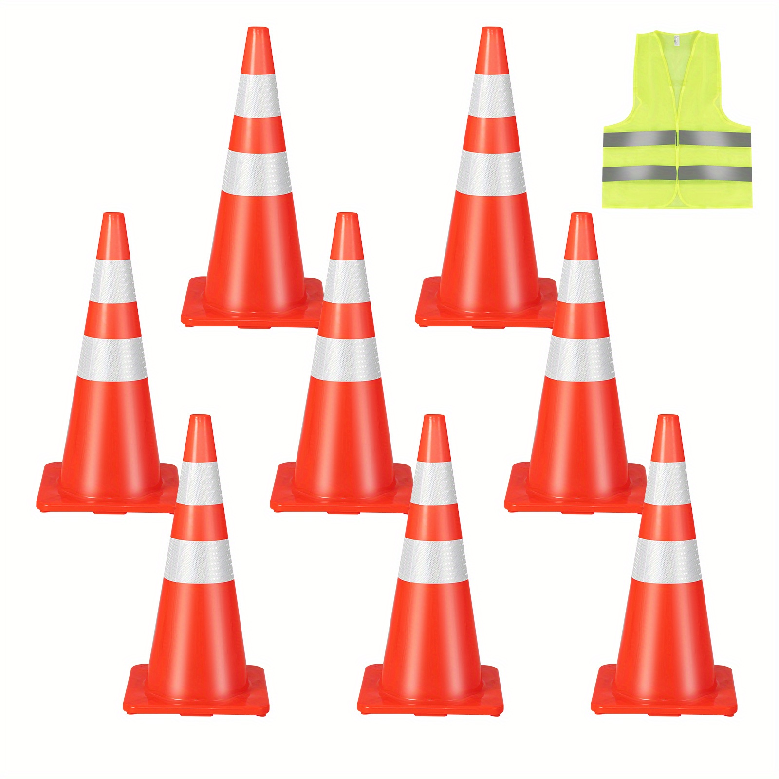 

8 Pack 28" Parking Cones W/reflective Collars Safety Vest