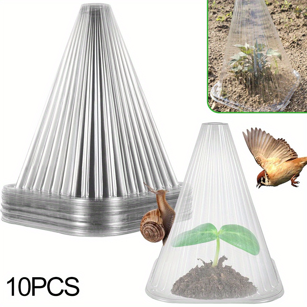 

10-piece Transparent Garden Cloches - Plant Protectors With Bell Jar Design, Weatherproof & Insect-resistant Covers For Plants