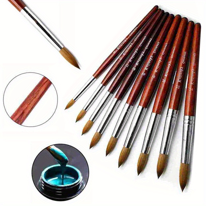 

Size 2-24 Acrylic Nail Brush Good Quality Nail Art Mink Brush Wood Handle Gel Builder Manicure Brush Drawing Tools