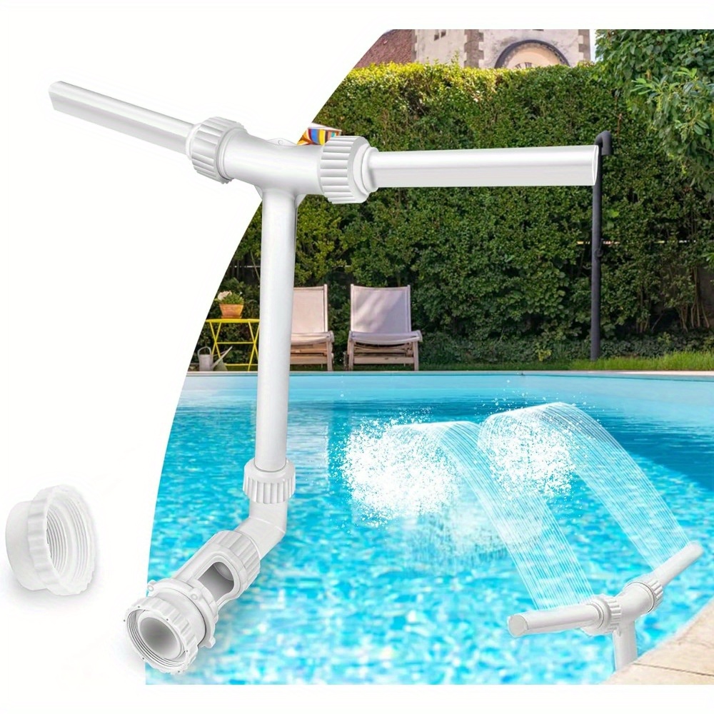 

Versatile Pool Fountain For Above & In-ground Pools - Adjustable 2-in-1 Spray Nozzle, High-pressure Waterfall Cooler, Garden Decor Sprinkler Feature