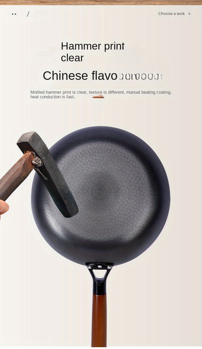 28cm traditional chinese wrought   non stick no coating   steak eggs pancakes handwash   autumn details 8