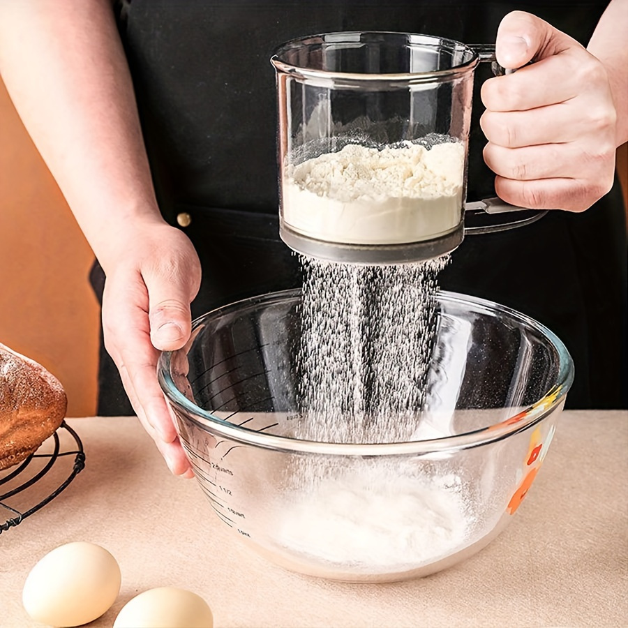 easy press semi automatic flour sifter durable pp perfect for baking kitchen use details 1