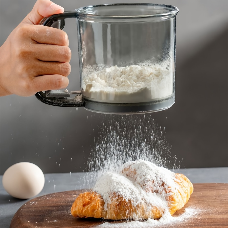 easy press semi automatic flour sifter durable pp perfect for baking kitchen use details 2