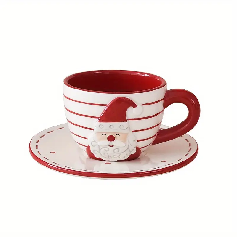 Tasses à thé et soucoupes scène de Noël vintage - France Tasses à thé et soucoupes scène de Noël vintage - France