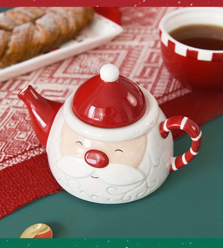Nordic Santa Claus Creative Teapot Coffee Cup Set, Ceramic Water Kettle Flower Tea Set, Nesting Teapot and Single Cup, Halloween gift, Christmas gift