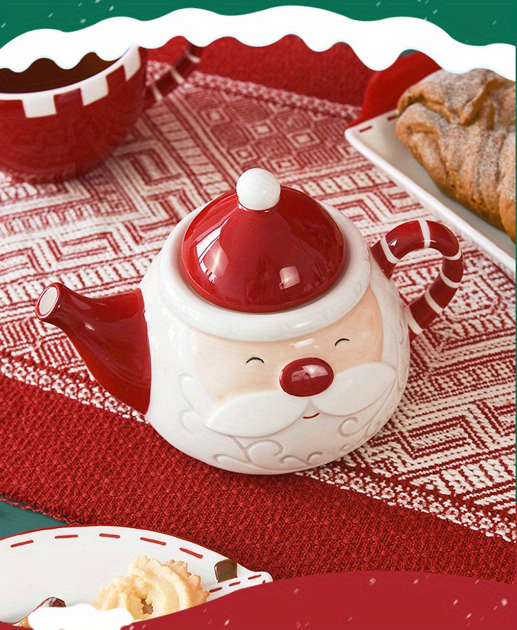 Nordic Santa Claus Creative Teapot Coffee Cup Set, Ceramic Water Kettle Flower Tea Set, Nesting Teapot and Single Cup, Halloween gift, Christmas gift