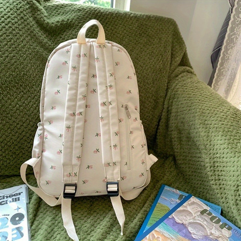 backpack floral white nylon travel rucksack - Temu