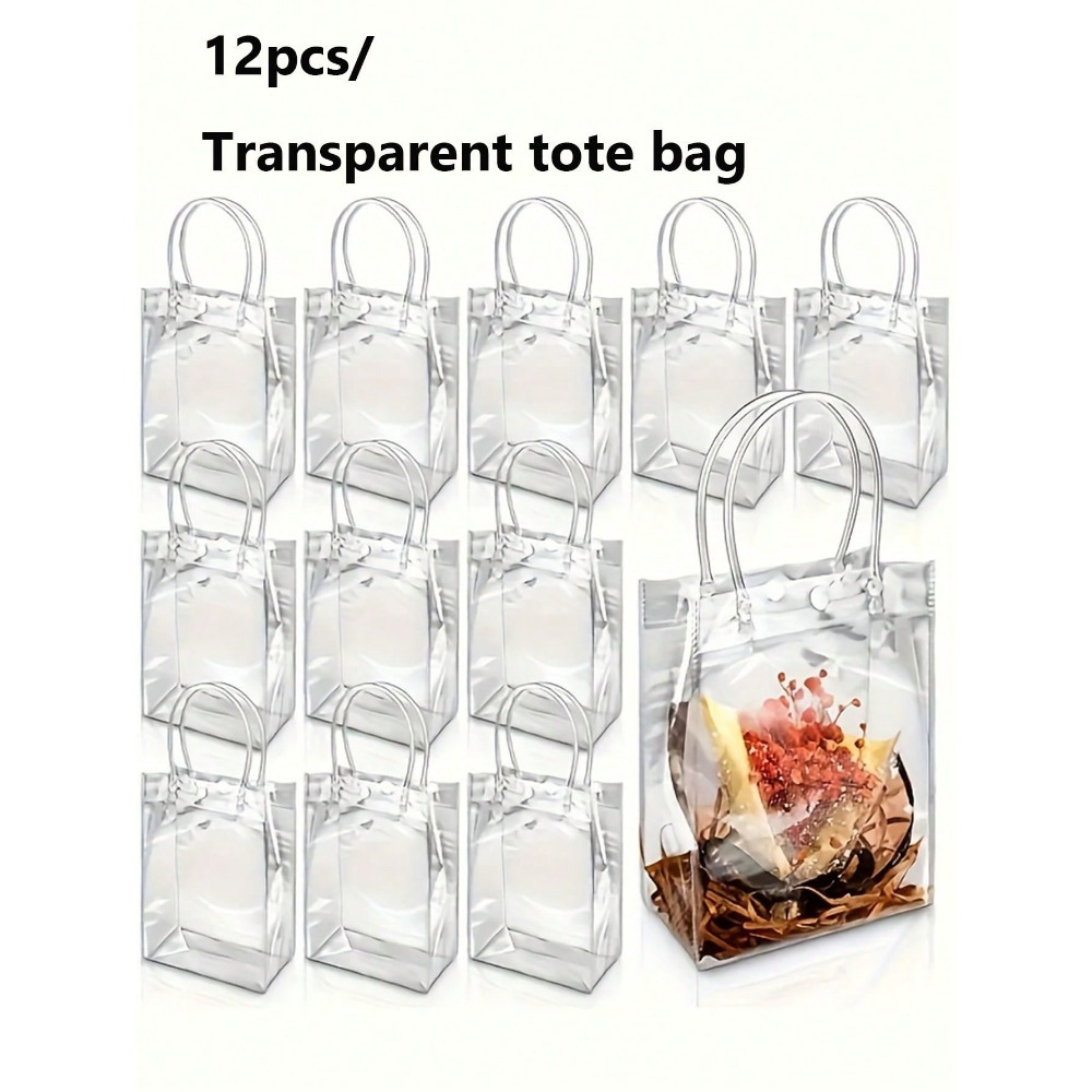 

[customer ] 12pcs Reusable Clear Pvc Gift Bags With Handles - , Tote Bags For Mother's Day, Holidays, Birthdays & Weddings