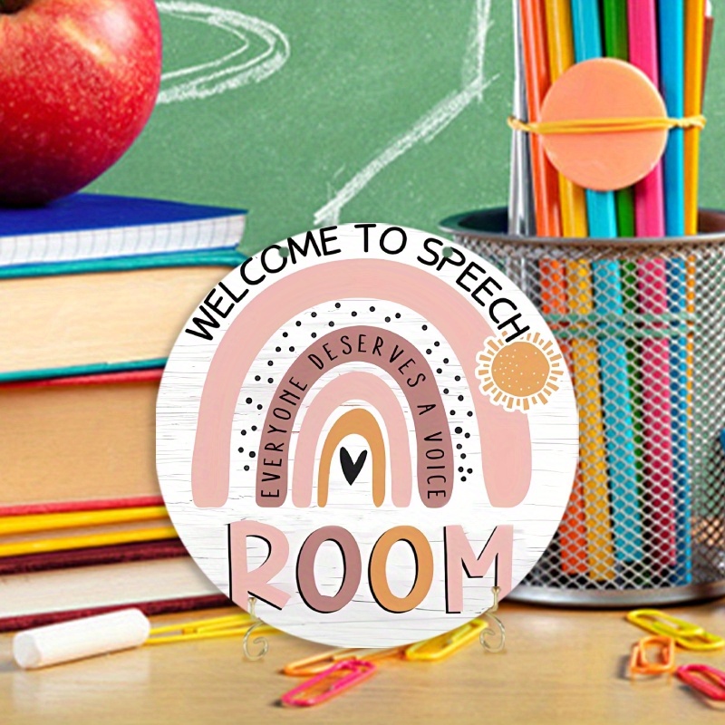 

Back To School Round Acrylic Sign: Welcome To Speech Room - 15cm/5.9 Inch, Wall Art Decoration, Teacher Gift, No Power Required