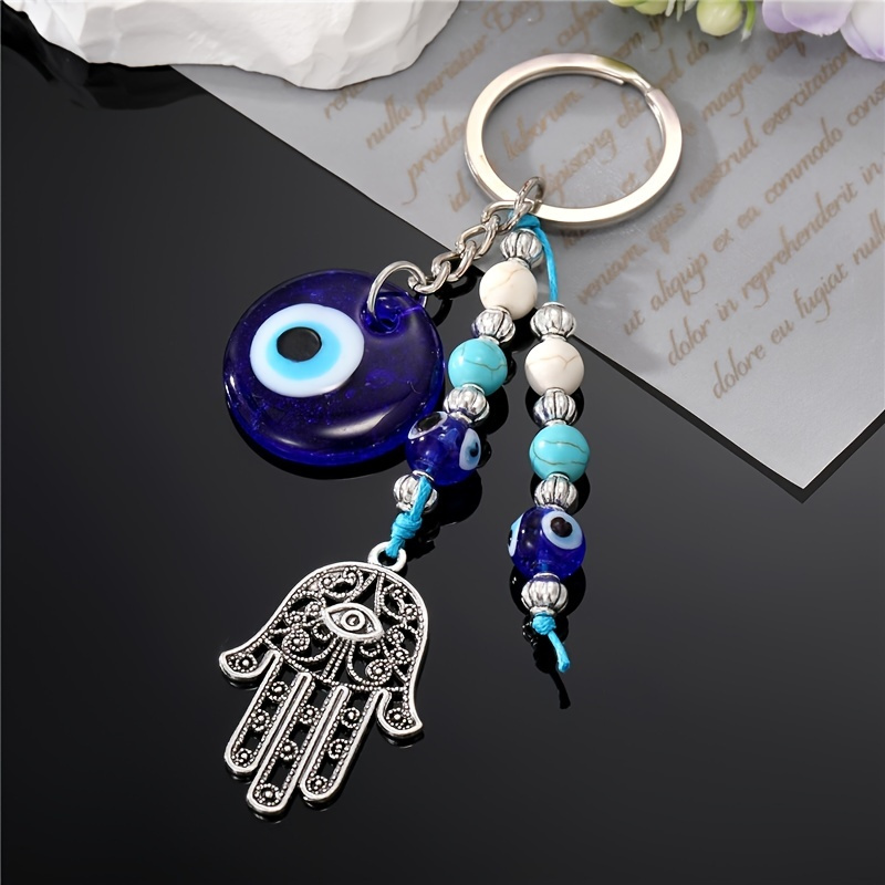 1pz Portachiavi Occhio di Fatima Mano Hamsa in Lega di Fortuna, Anello Portachiavi per Borsa Zaino, Ciondolo per Custodia Auricolari, Accessori per Donne e Uomini, Regalo