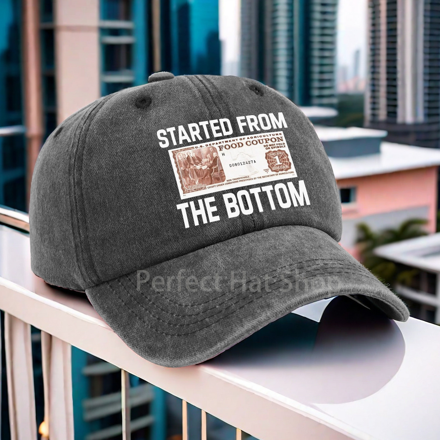 

Started From The Bottom" Print Baseball Cap - Adjustable, Sun-protective Cotton Dad Hat For Women In Multiple Colors Embroidered Baseball Cap Vintage Hats For Women