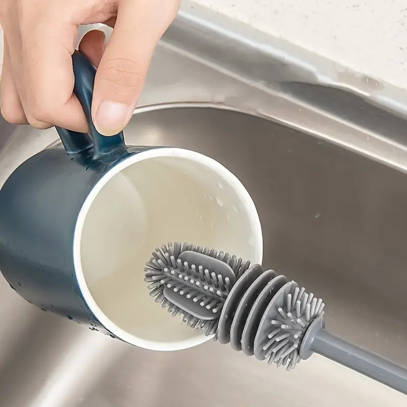 

Brosse de nettoyage pour tasse à long manche en silicone, poils en silicone flexibles, multi-, angle , pour , de bain, , à coucher, l'extérieur, électricité