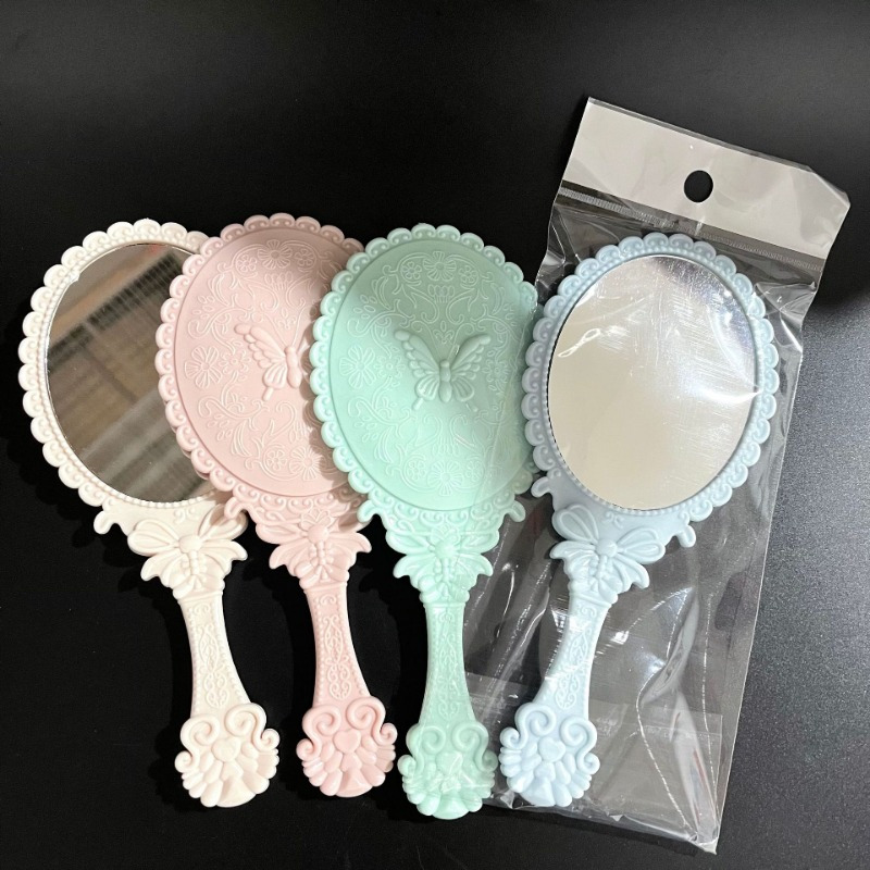 FRCOLOR Handspiegel Mit Griff – Retro Make-up-Spiegel Für Damen, Tragbar & Elegant
